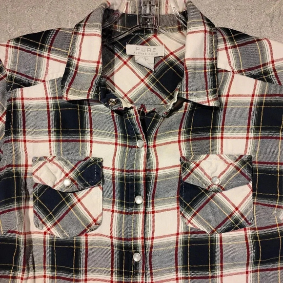 Alfred Sung Pure Blue/White Plaid Lg Sleeve Western Pearl Snap Shirt Size Small - Picture 5 of 8